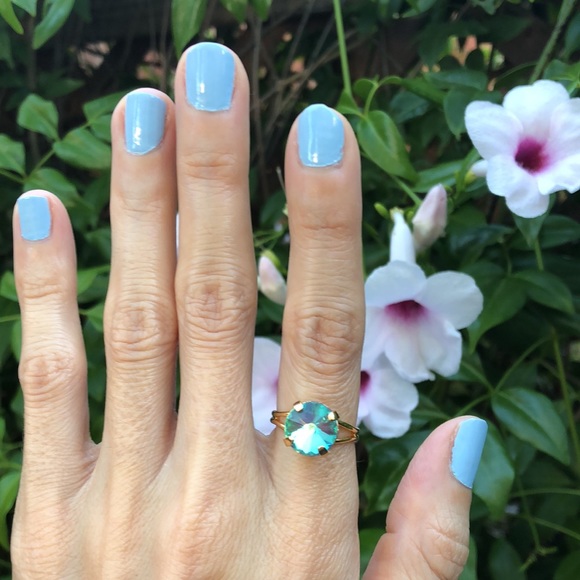 Violet Aurora Borealis Rivoli Crystal Ring - Picture 6 of 14